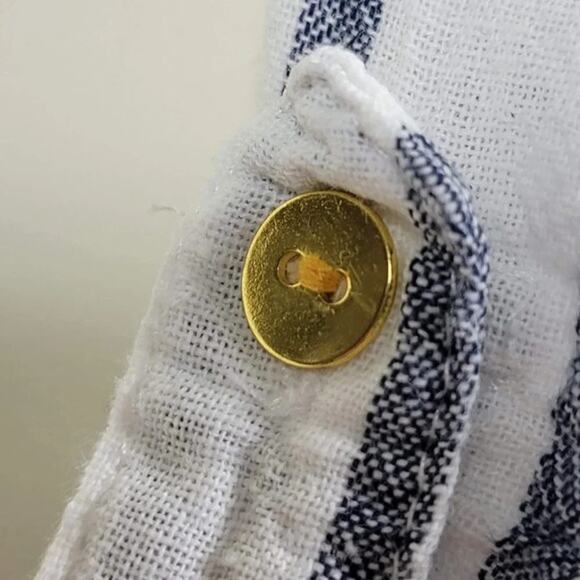 Purple Rain Striped Crop Top‎ Short Sleeves Womans Size Small White Blue - Picture 8 of 12